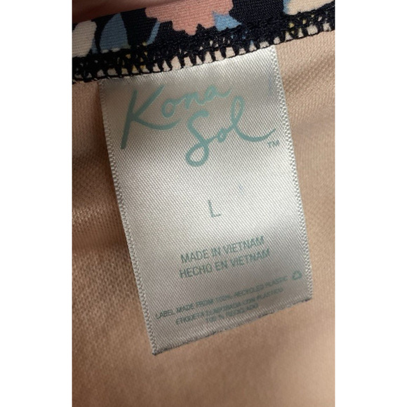 Kona Sol Swimsuit Bikini Bottoms Size Large Black Floral Ditzy Daisy Beachy - Picture 5 of 7